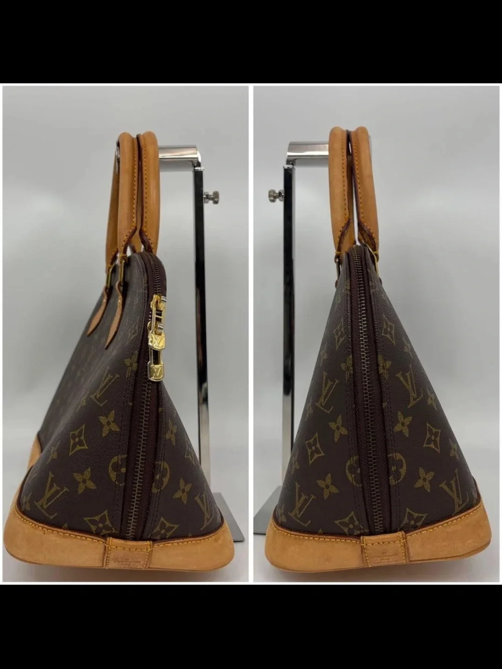 Louis Vuitton Monogram Alma Handbag - Brown with Tan Trim